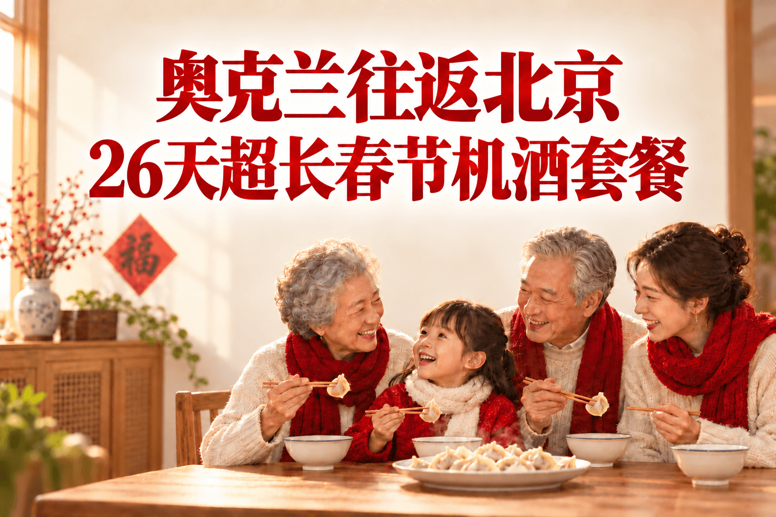 奥克兰往返北京27天春节机酒套餐